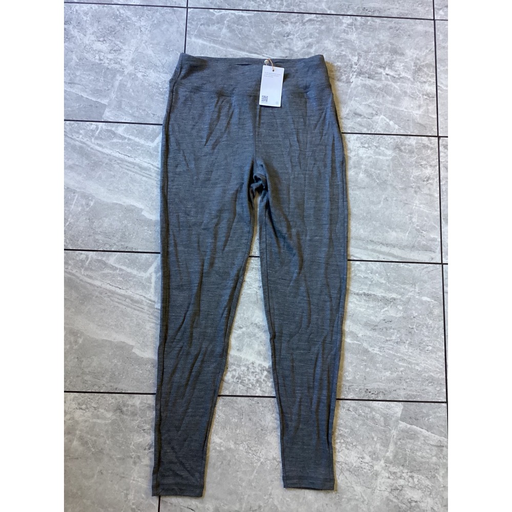 Quince 100% Merino Wool Cold Weather Base Layer Leggings Heather Charcoal Grey M